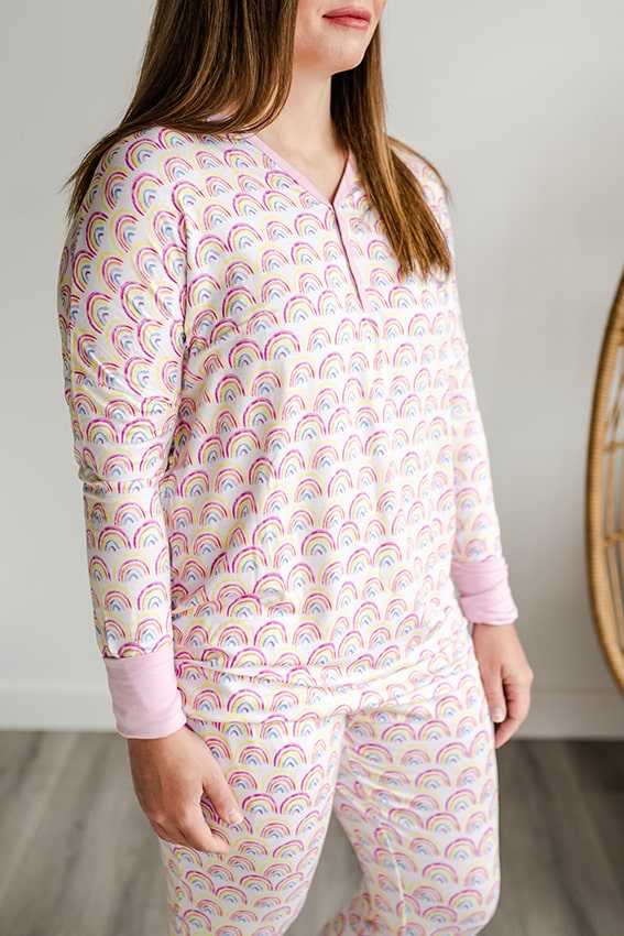 Little Sleepies Pastel Rainbow Women's Long Sleeve Pajama Top – Blossom