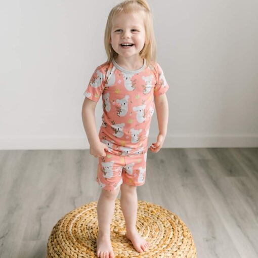 Little Sleepies Coral Koalas Short Sleeve and Shorts Bamboo Viscose Two ...