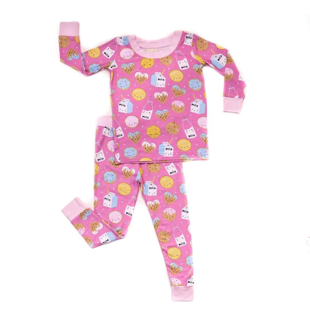 Little Sleepies Pink Cookies & Milk Bamboo Viscose Two-Piece Pajama Set ...