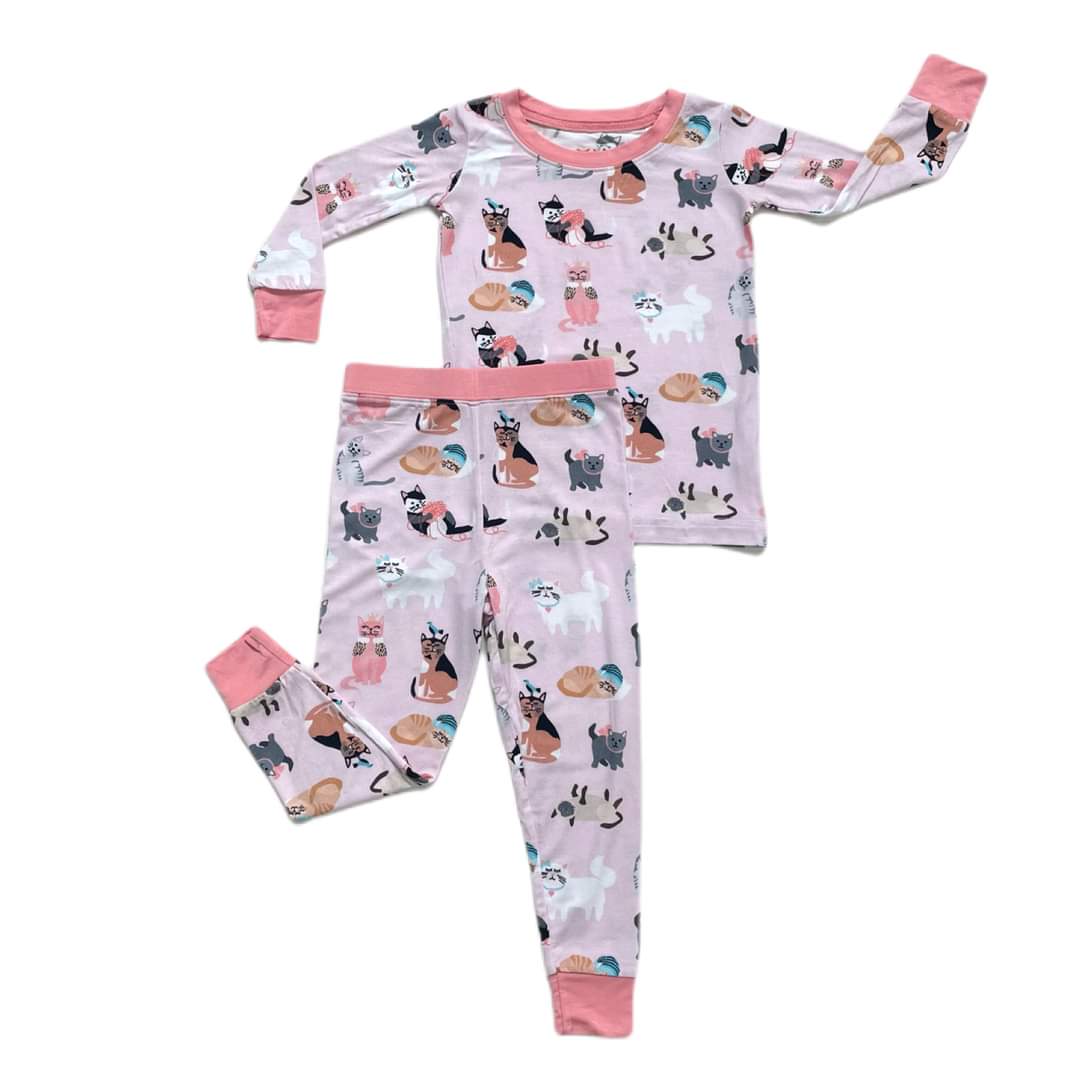 Little Sleepies Pink Cool Cats Bamboo Viscose Two-Piece Pajama Set ...