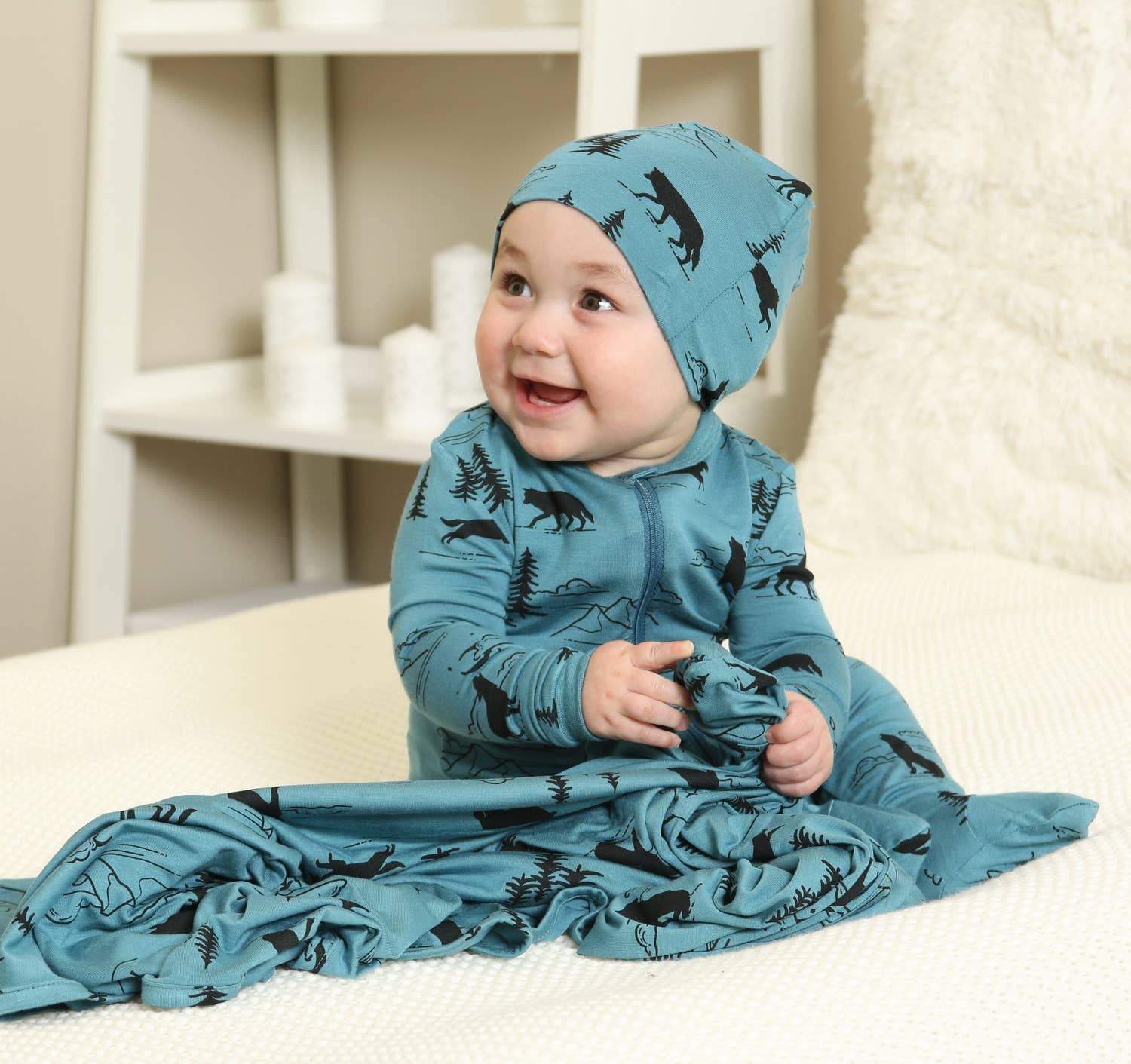 Call of the Wild Wolf Printed Bamboo Zippered Footie from Silkberry Baby –  Blossom