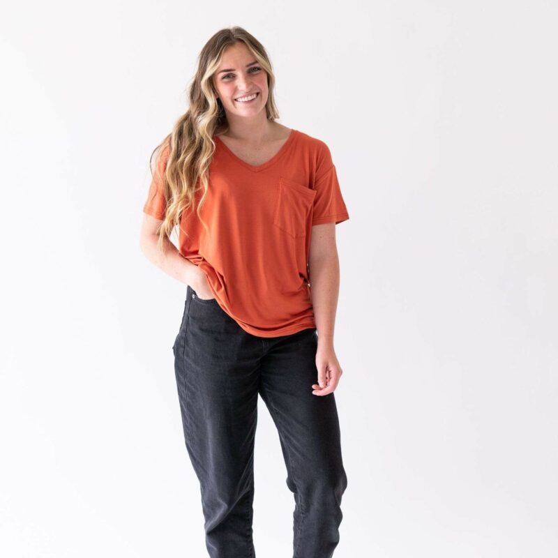 Kyte BABY Women's V-Neck in Clementine