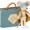 Maileg Little Brother Superhero Mouse in Suitcase