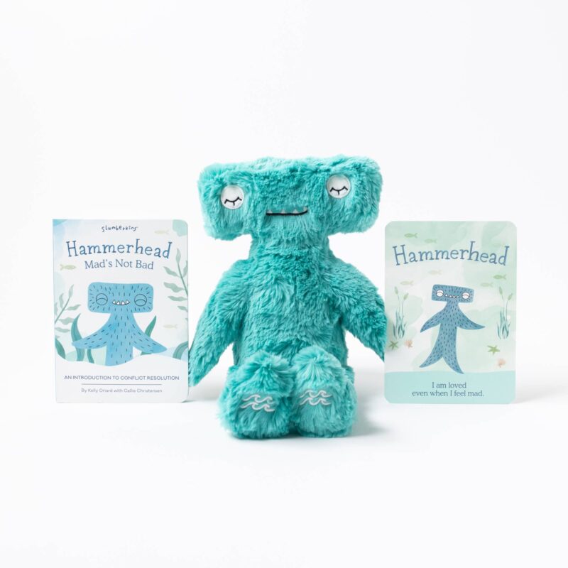 Slumberkins Turquoise Hammerhead Kin and Board Book Bundle