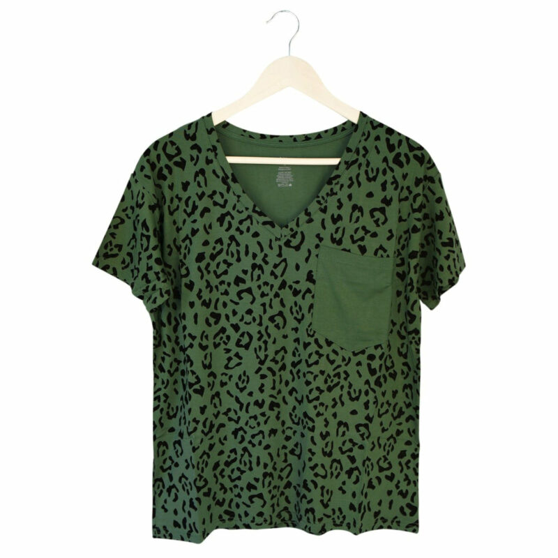 Kyte BABY Women’s Relaxed Fit V-Neck in Hunter Leopard