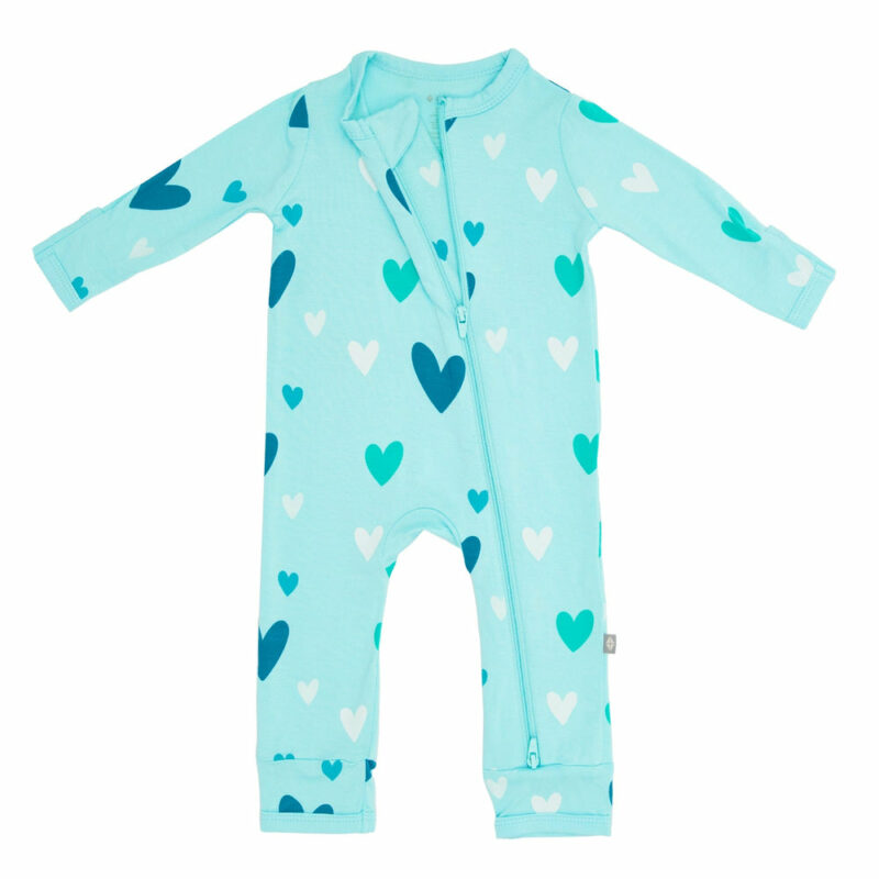 Zippered Romper in Robin Hearts