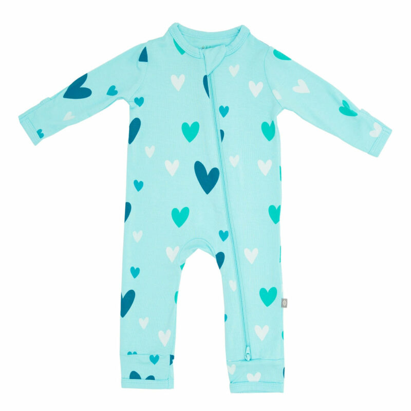 Kyte BABY Zippered Romper in Robin Hearts