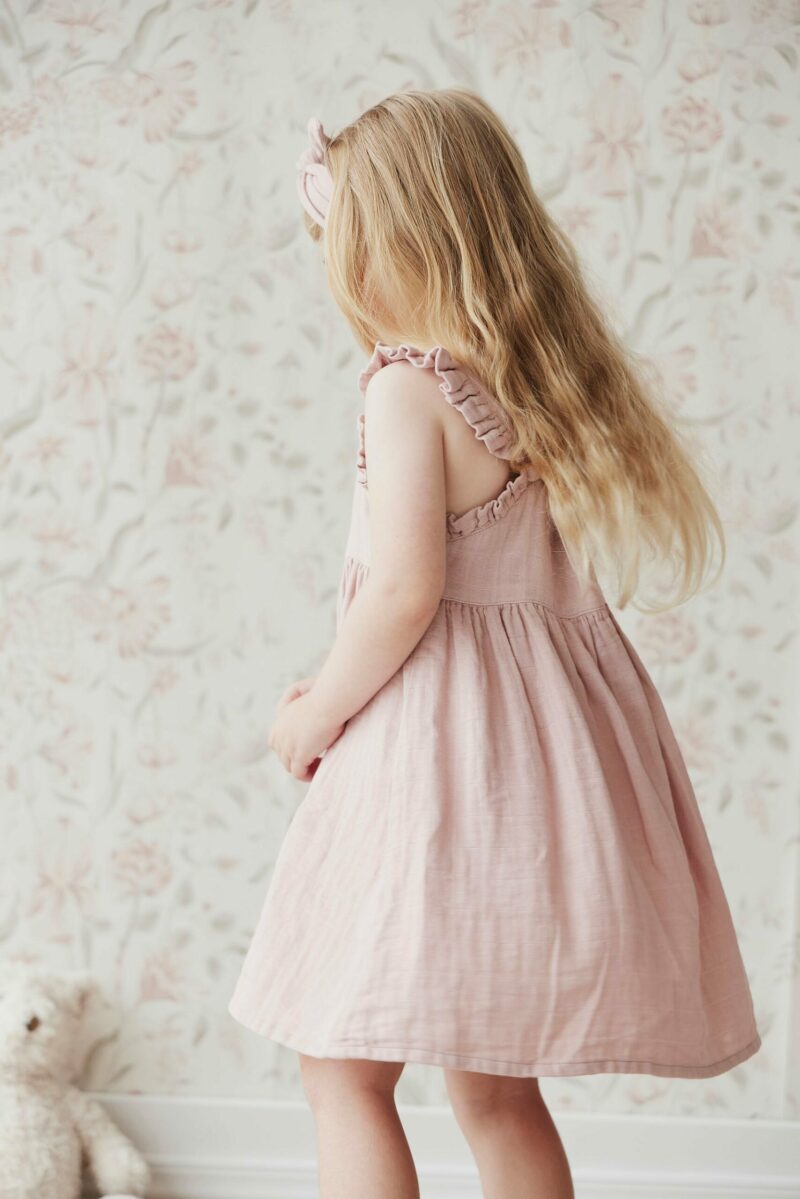 Organic Cotton Muslin Gemima Dress in Mauve Shadow