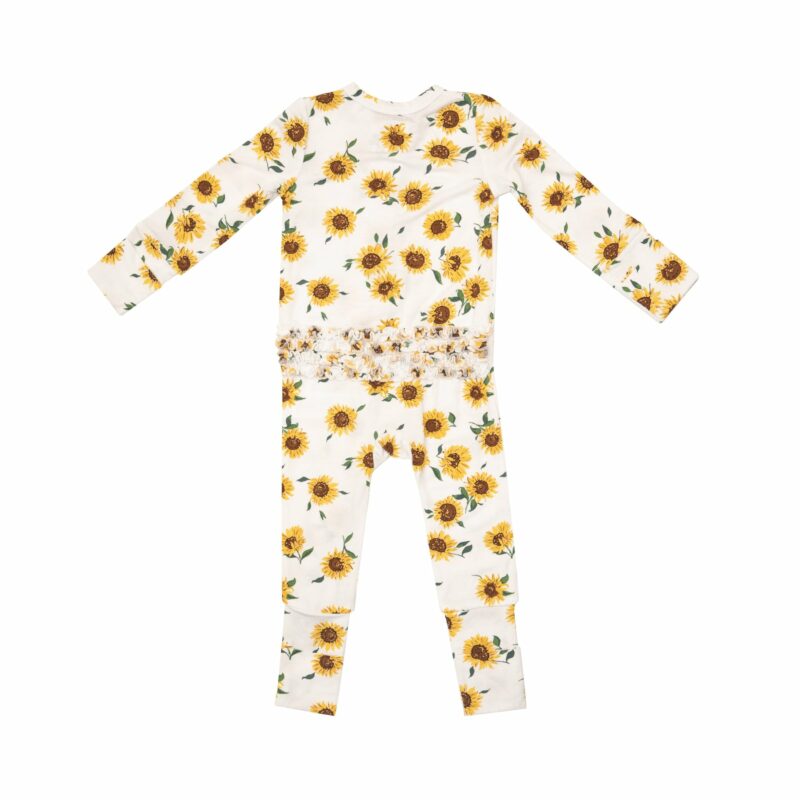 Angel Dear Sunflower Ditsy Bamboo Viscose Ruffled Zipper Romper