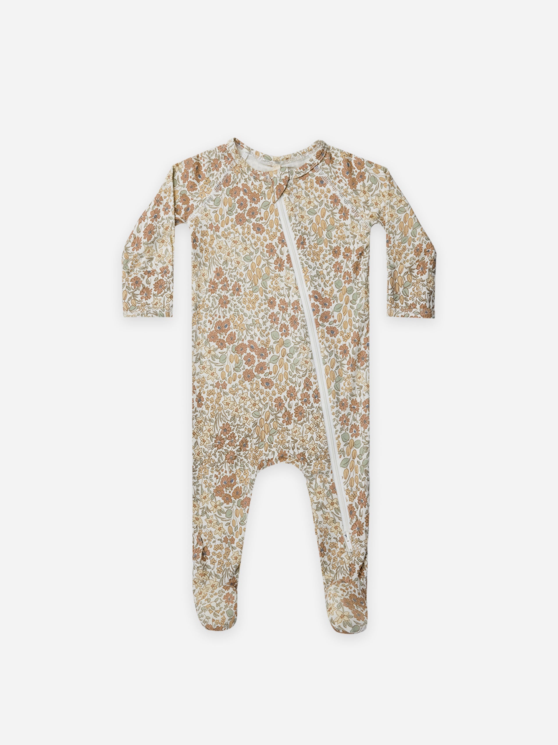 Quincy Mae Bamboo Zip Footie In Wild Flowers – Blossom