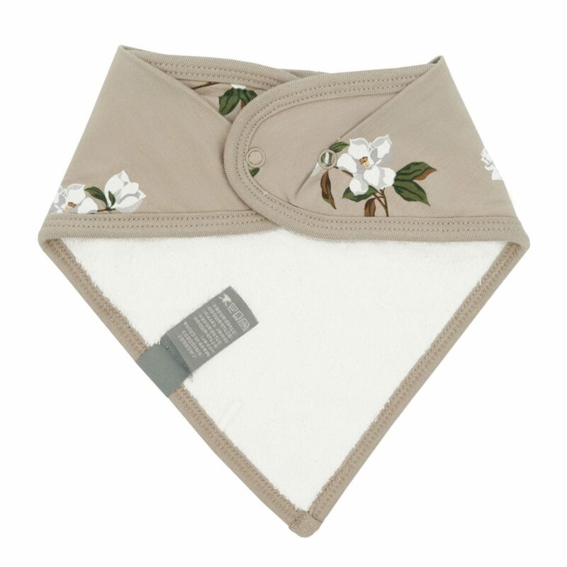 Bib in Small Khaki Magnolia  made by Kyte BABY