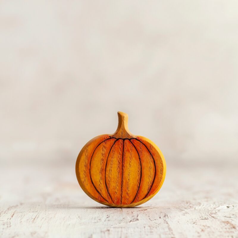 Wooden Kind Face Jack-O-Lantern Figurine from Wooden Caterpillar Toys