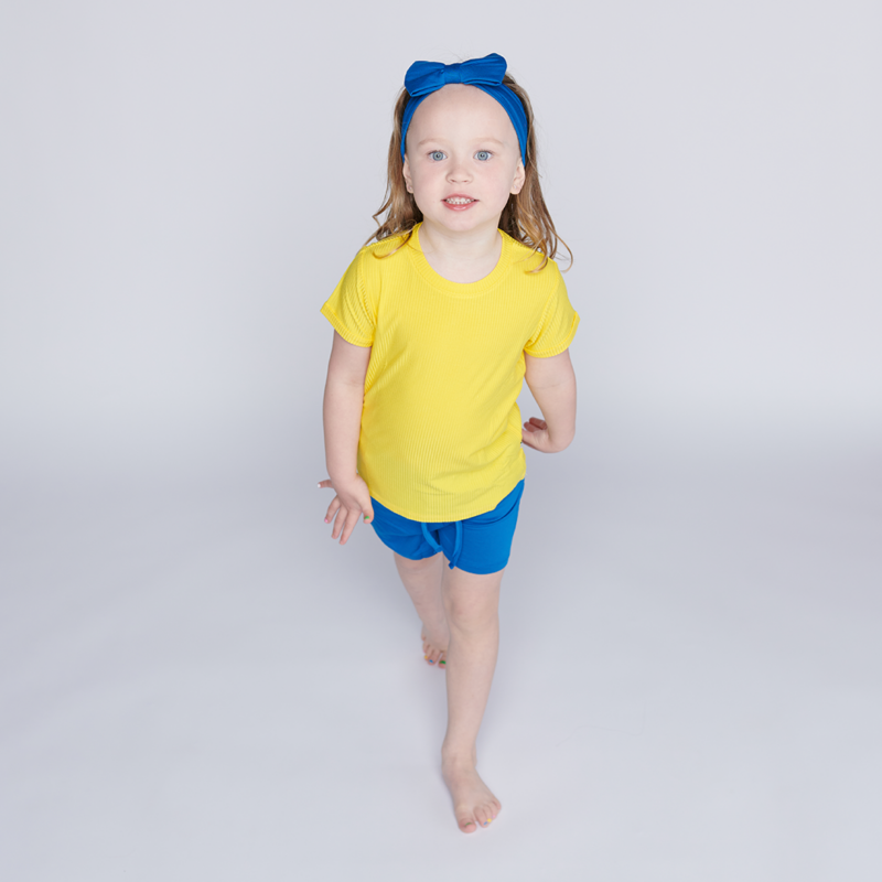 Sunshine Yellow Little Ribbed Bamboo Lyocell T-Shirt from Hanlyn Collective