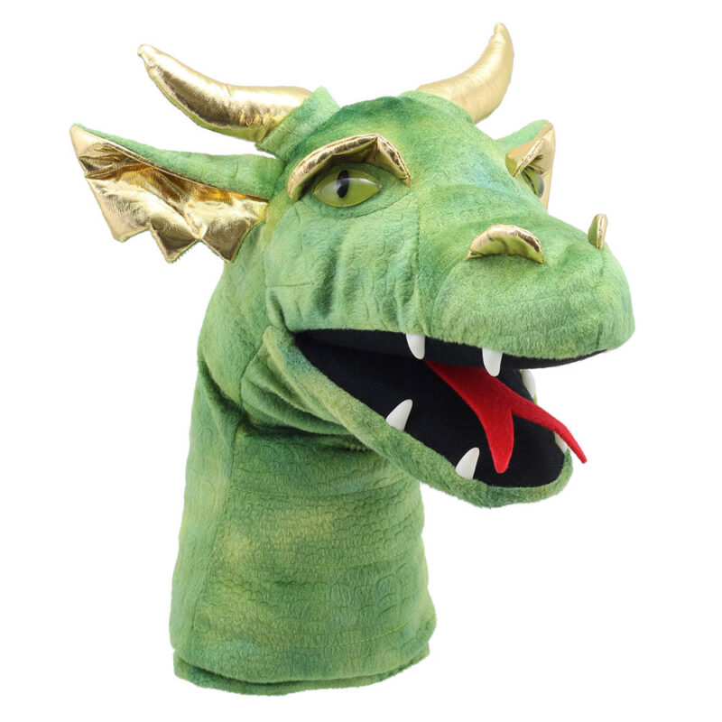 Green Dragon Head Hand Puppet from The Puppet Company