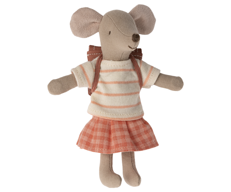 Maileg Big Sister Tricycle Mouse In Coral