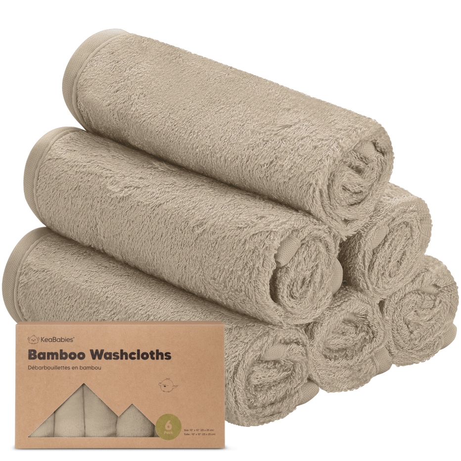 KeaBabies Earth Brown Bamboo Viscose Baby Washcloths