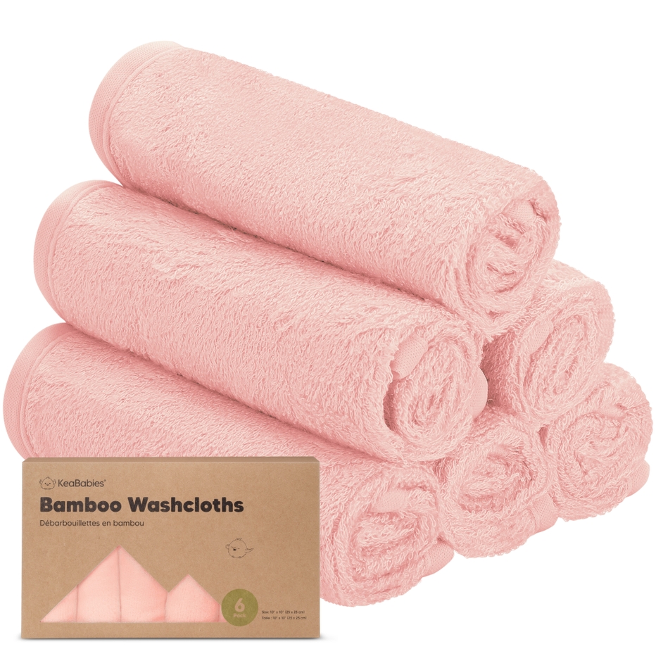 KeaBabies Blush Pink Bamboo Viscose Baby Washcloths