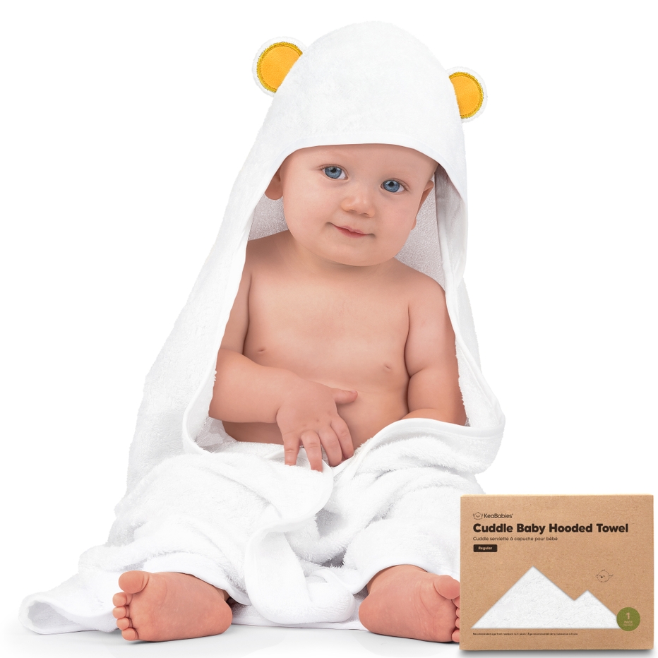 KeaBabies Bear Cuddle Baby Hooded Towel