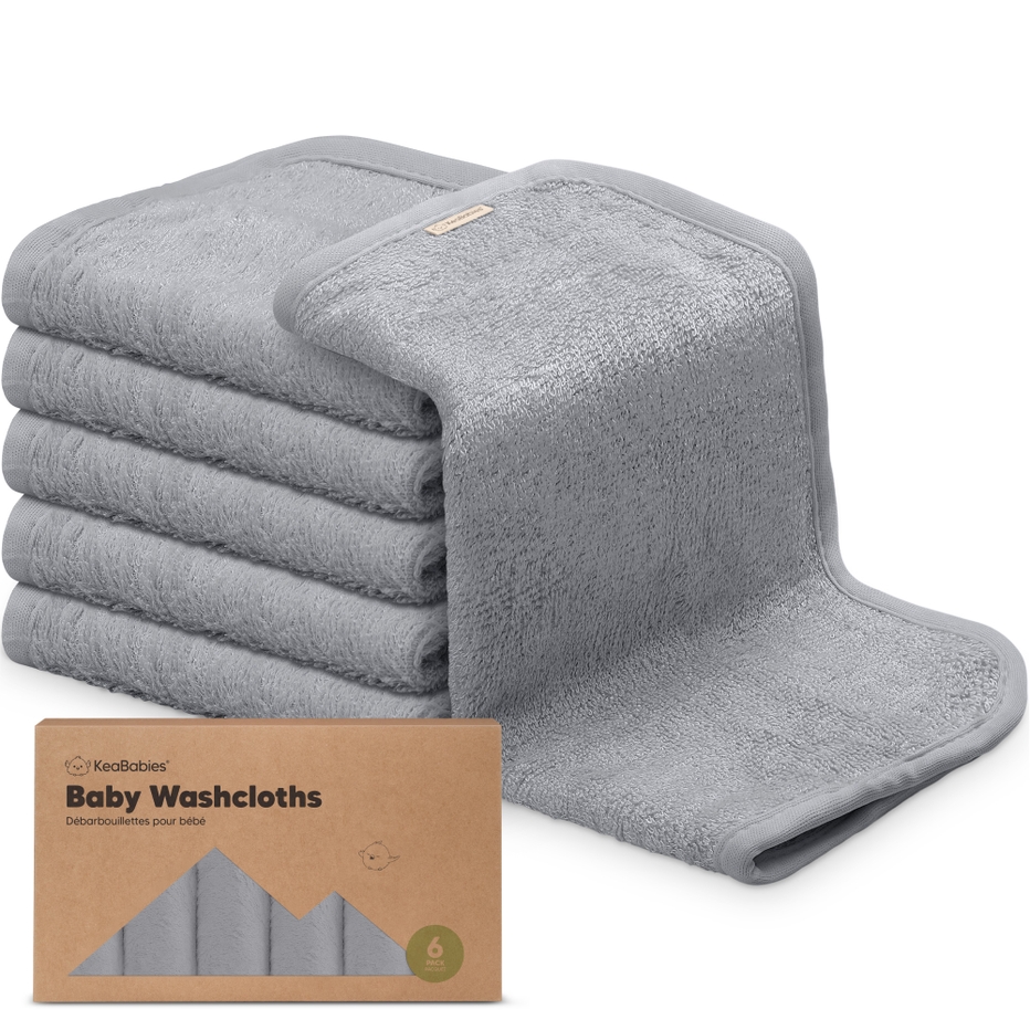 KeaBabies Cool Gray Bamboo Viscose Baby Washcloths