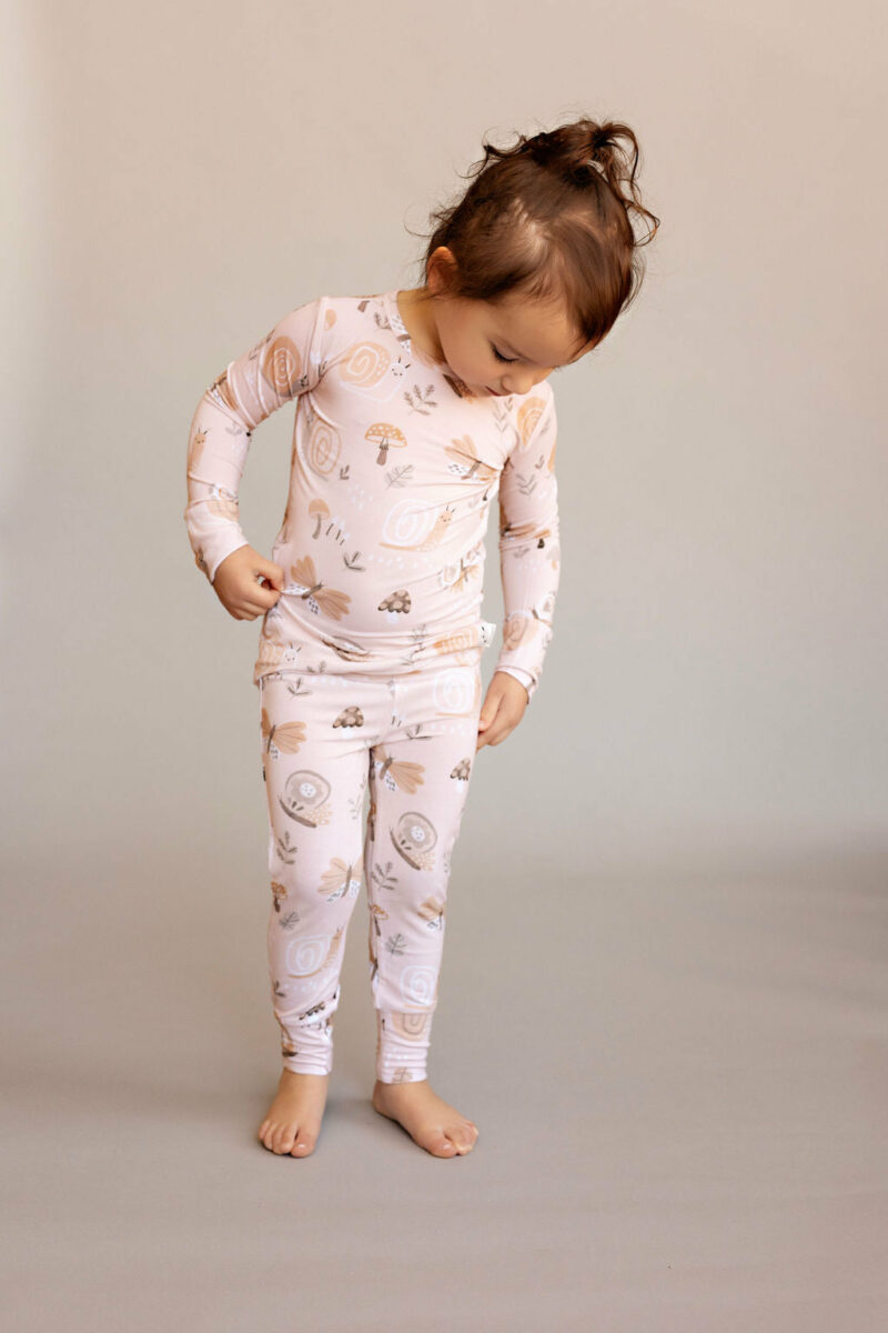Snails Bamboo Viscose Two-Piece Pajama Set from Butterscotch Babies
