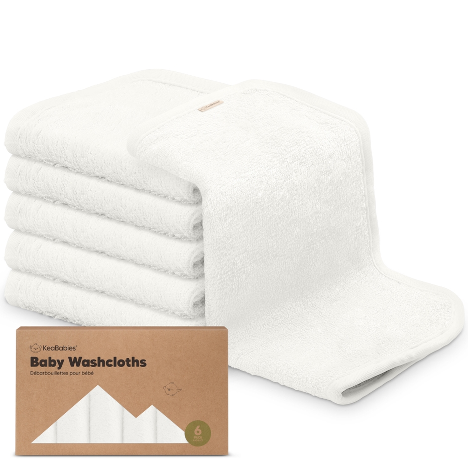 KeaBabies White Bamboo Viscose Baby Washcloths