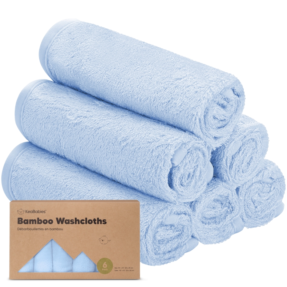 KeaBabies Bravo Blue Bamboo Viscose Baby Washcloths