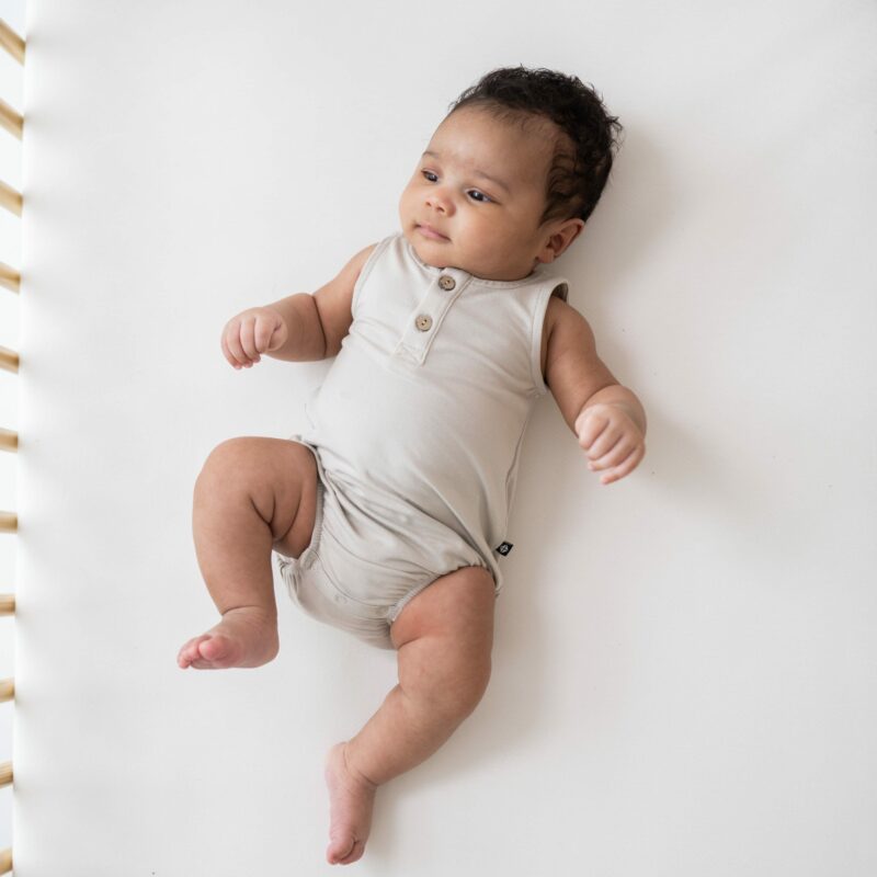 Kyte BABY Henley Tank Bubble Romper in Oat