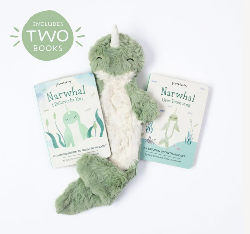 Slumberkins Narwhal's Growth Mindset Snuggler Set With 2 Books