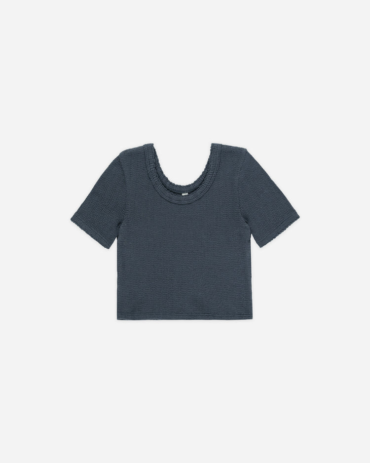 Rylee & Cru Scallop Tee In Indigo