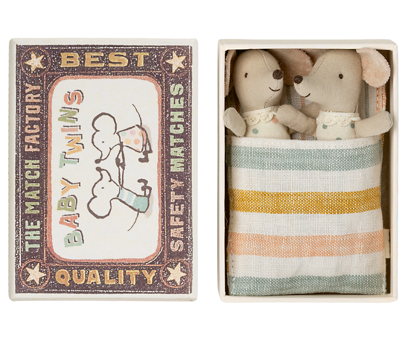 Maileg Twins Baby Mice in Matchbox