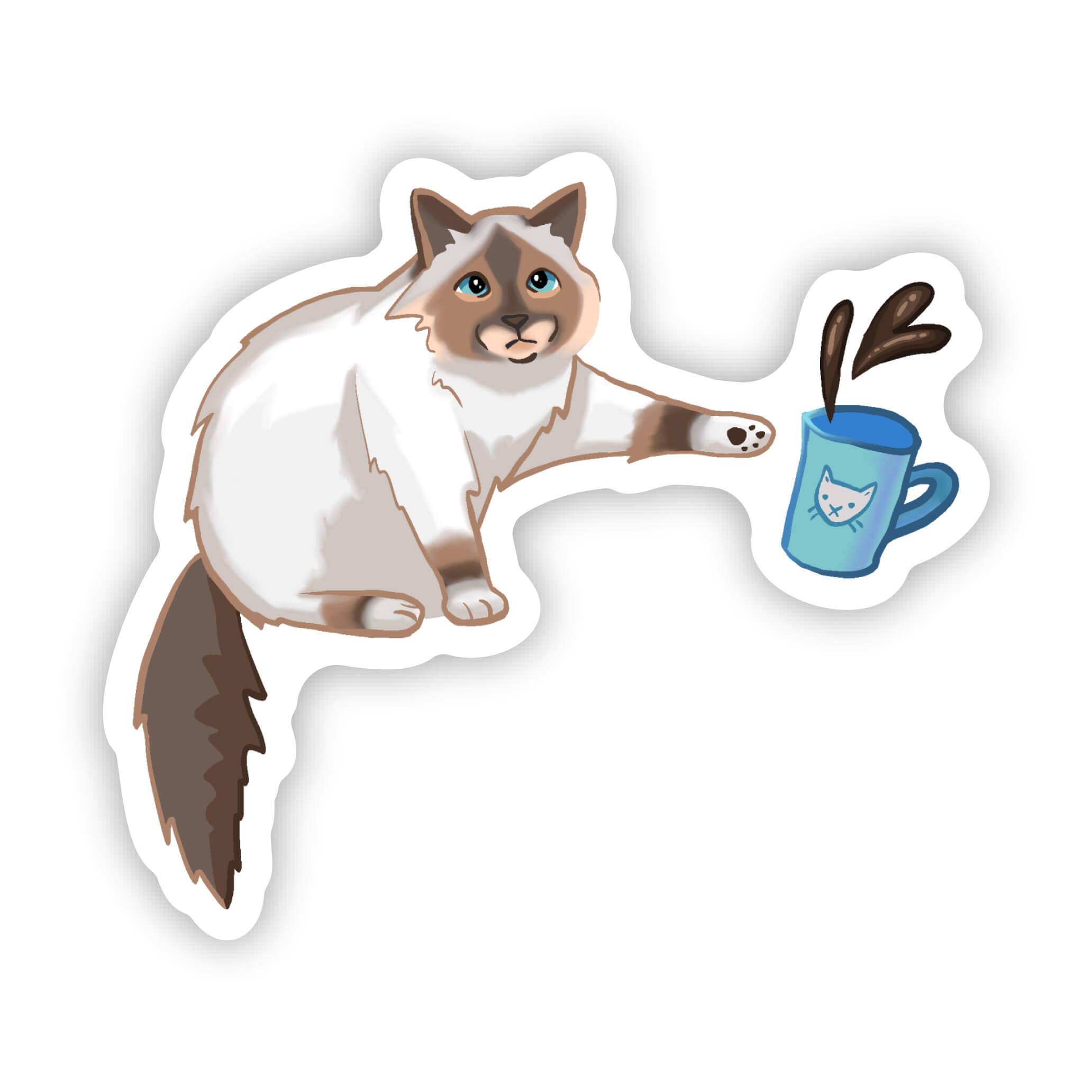 Big Moods Cat Knocking Over Coffee Sticker