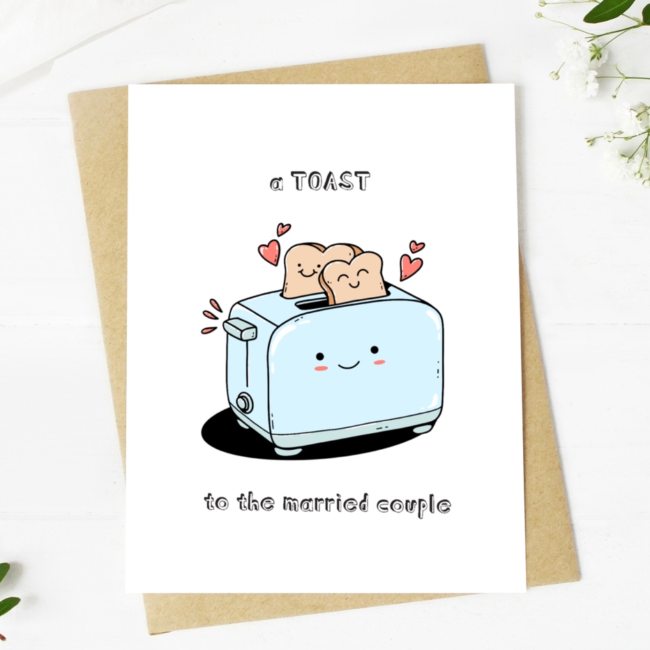 Big Moods Toast To The Married Couple Wedding Card