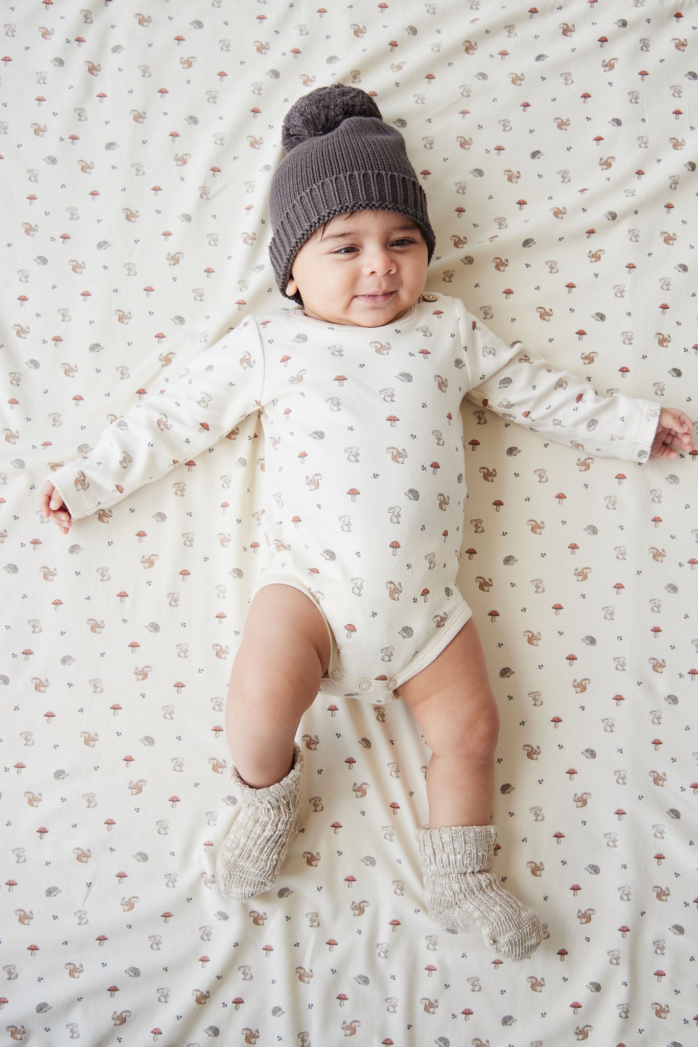 Jamie Kay Organic Cotton Fernley Bodysuit In Woodland Friends