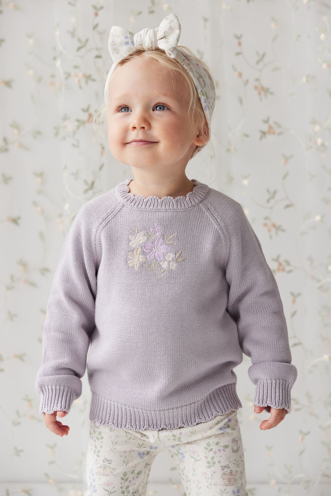 Jamie Kay Audrey Knitted Jumper In Starling Goldie Bouquet