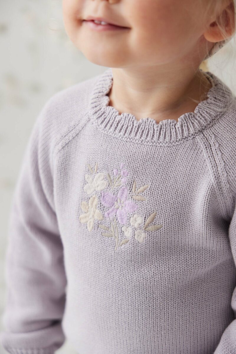 Audrey Knitted Jumper In Starling Goldie Bouquet