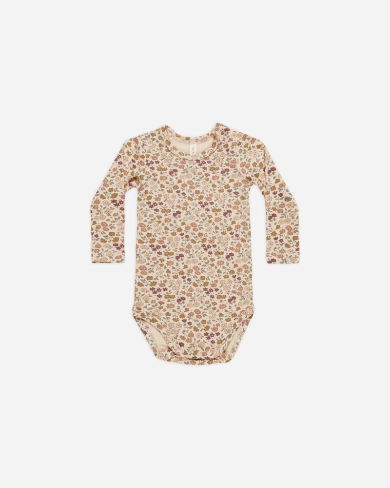 Bamboo Long Sleeve Bodysuit In Posy from Quincy Mae