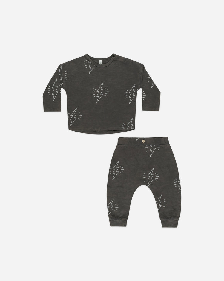 Rylee & Cru Long Sleeve Tee And Pant Set In Bolts