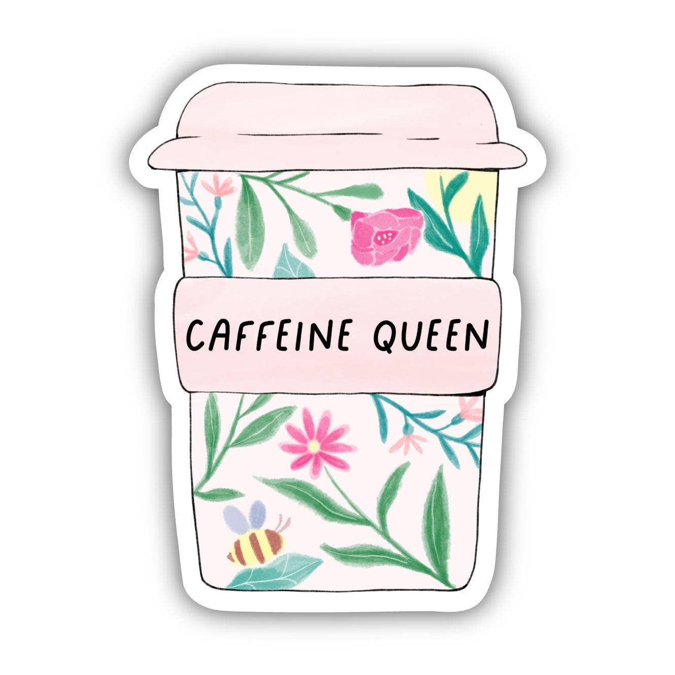 Big Moods Caffeine Queen Floral Mug Sticker