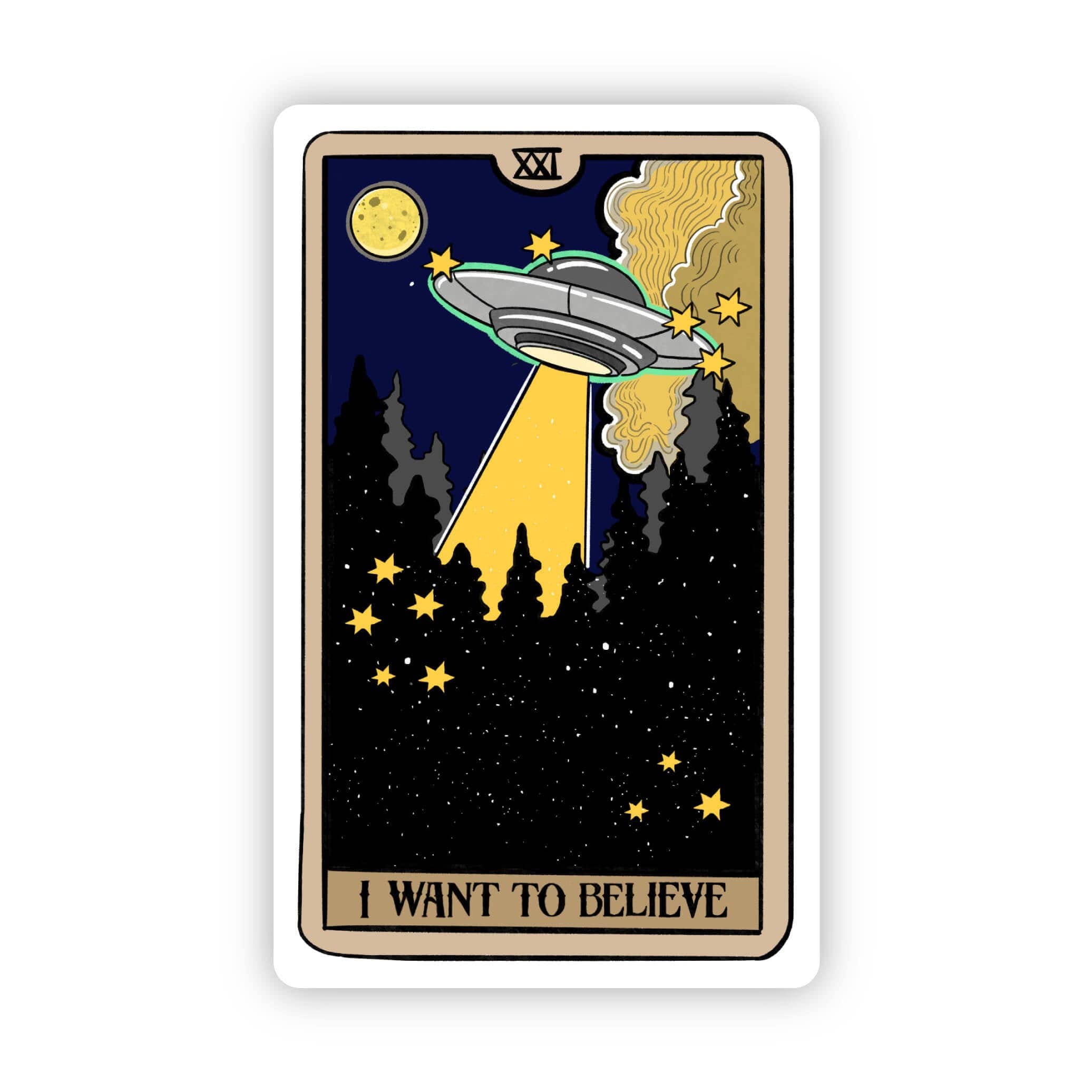 Big Moods I Want To Believe UFO Tarot Card Sticker