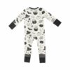 Black and White Halloween Bamboo Viscose Zipper Romper