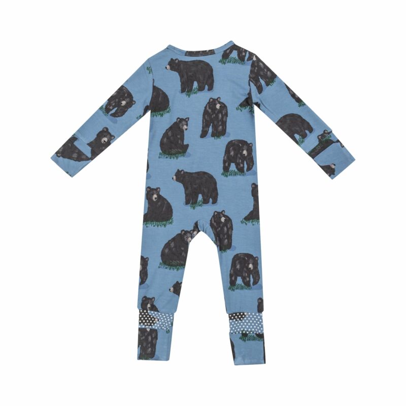 Black Bears Bamboo Viscose Zipper Romper