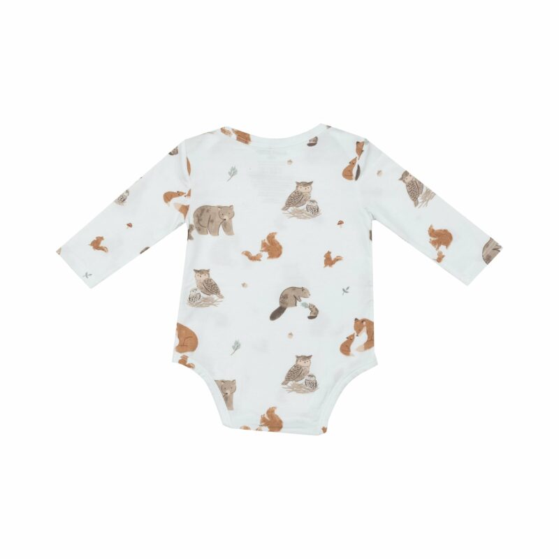 Mixed Woodland Animals On Blue Bamboo Viscose Bodysuit from Angel Dear