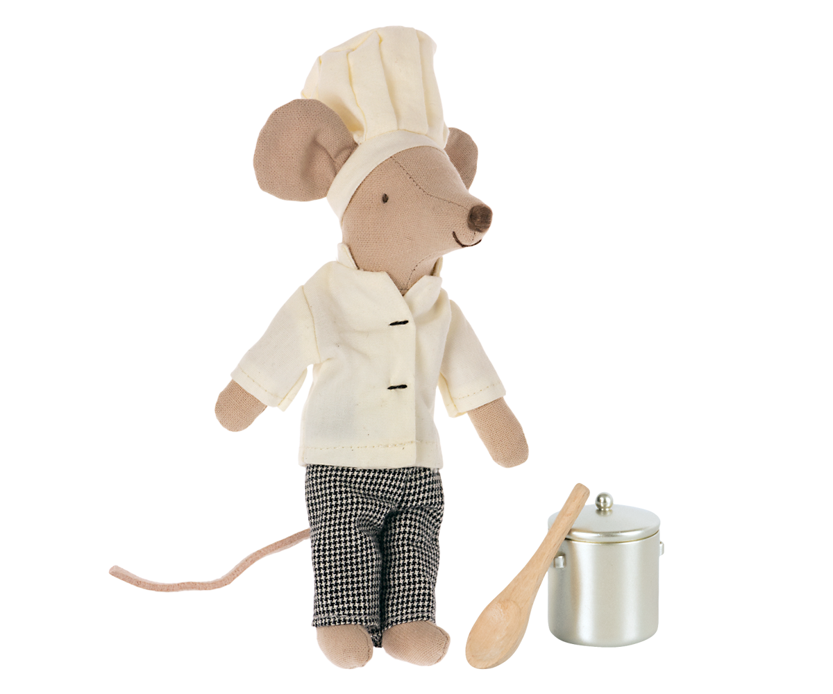 Maileg Chef Mouse with Soup Pot and Spoon