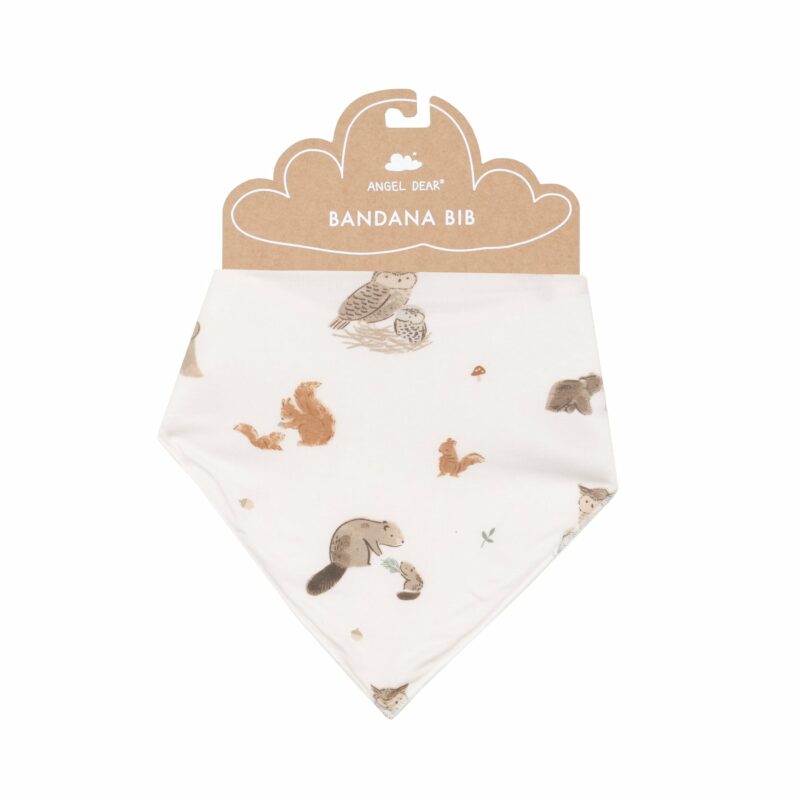 Angel Dear Mixed Woodland Animals On Pink Bandana Bib