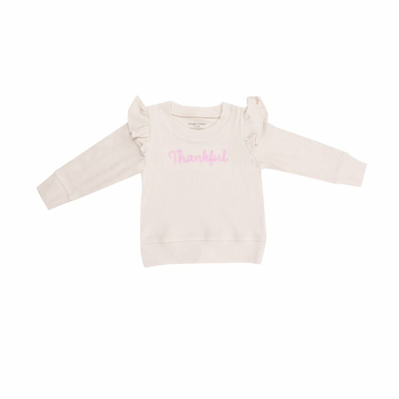 Angel Dear Thankful Oatmeal Ruffle Sweatshirt