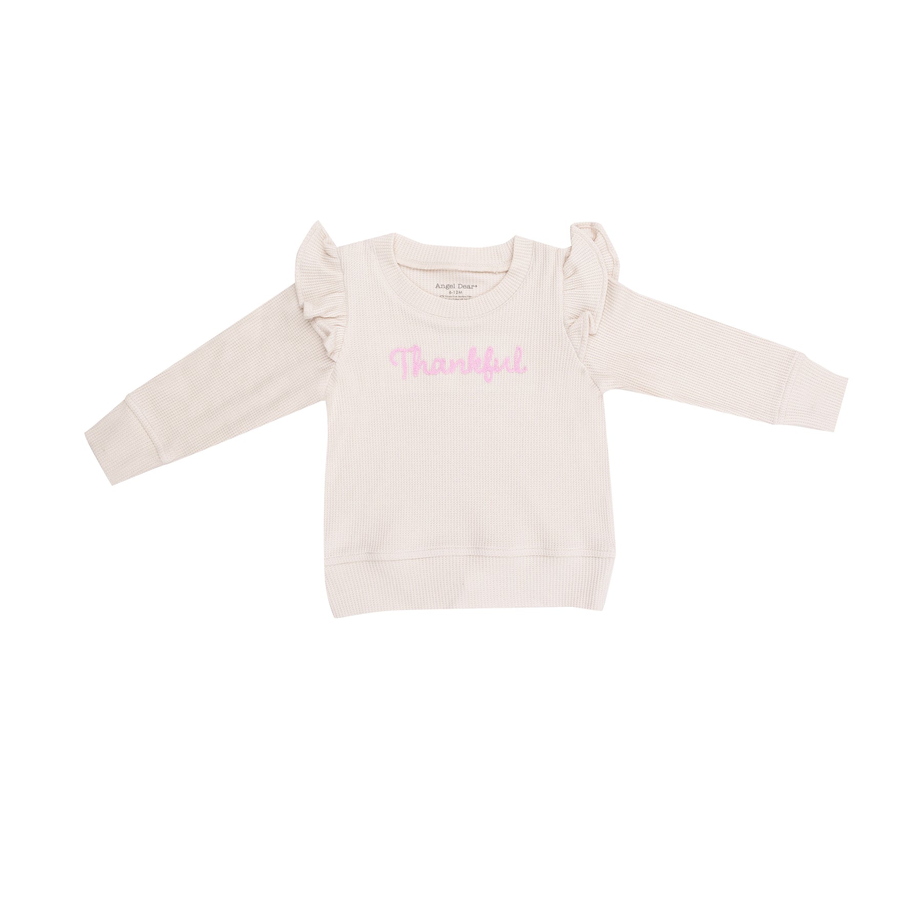 Angel Dear Thankful Oatmeal Ruffle Sweatshirt