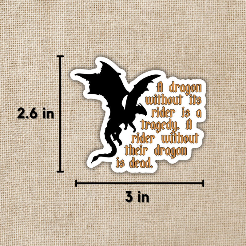 Dragon Without Their Rider Quote Sticker | Fourth Wing from Wildly Enough