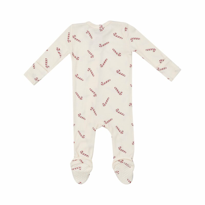 Candy Canes Rib Bamboo Viscose Zipper Footie