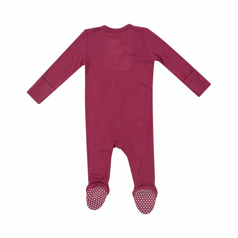 Ribbed Rose Bud Bamboo Viscose Zipper Footie from Angel Dear