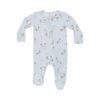 Angel Dear Gray Elephants Blue Bamboo Viscose Zipper Footie